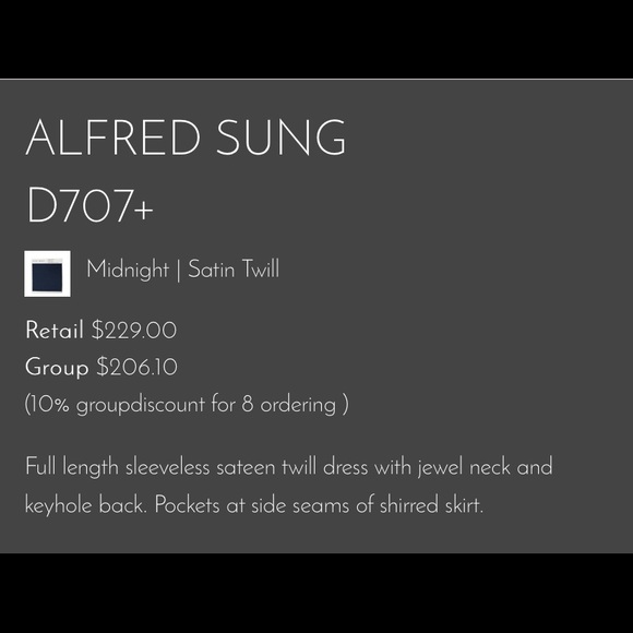 Alfred Sung bridesmaids dress in navy - Picture 2 of 2